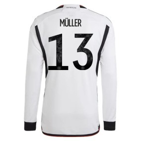 Prima Maglia Germania Mondiali 2022 Thomas Muller 13 Manica Lunga